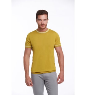 Hatemoğlu Hardal Slim Fit Basic Triko Bisiklet Yaka Tişört