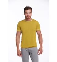 Hatemoğlu Hardal Slim Fit Basic Triko Bisiklet Yaka Tişört