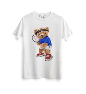 Tennis Tedy Bear Beyaz Tshirt