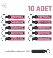 Pembe & Siyah, Seramik Atölyesi Mezuniyetine Özel 10'lu Set, Kişiselleştirilebilir Hediye Anahtarlık