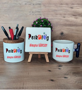 Psikolog Hediye Sepeti Kupa Bardak T Kulplu, Kalemlik ve Dekoratif Taş Psikoloğa Hediye (Model 2)
