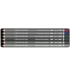 Cretacolor Watercolor Graphite Pocket Set Sulandırılabilir Çizim Kalemi Seti 6'lı Metal Kutu (180 99) 