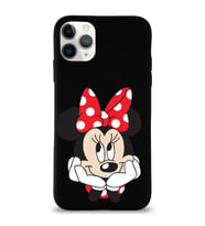 Apple iPhone 11 Pro Max  Lansman Kılıf Minnie Mouse Tasarımlı Altı Kapalı İçi Kadife Kaplı  Kapak (Şeffaf)
