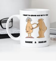 BK Gift Kişiye Özel I Want To Grow Old With You Tasarımlı Beyaz Kupa Bardak-1