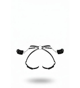 Mulvxbrf Brf02 Siyah Harness Takım Zincir Detaylı Bileklik Bağlantılı Deri - Brf270 (Mulvix)