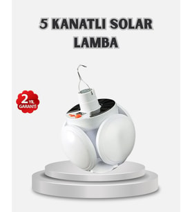 Güneş Enerjili ve USB Şarjlı LED Kamp Lambası – 5 Farklı Işık Modlu, Askılı Tasarım