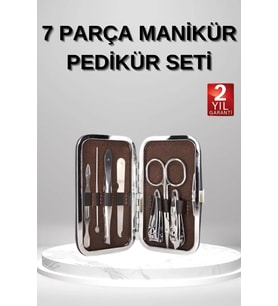 7 Parça Manikür Pedikür Seti El Ayak Bakımı Çantalı Paslanmaz Çelik