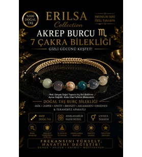 Sertifikalı Akrep Burcu 7 Çakra Doğal Taş Bileklik - Ayarlamalı Unisex Lüks Hem Bileklik Hem Halhal