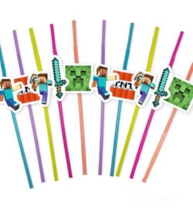 Pipet MİNECRAFT Temalı 10 lu Artistik Pipet Doğum Günü eğlenceli pipet