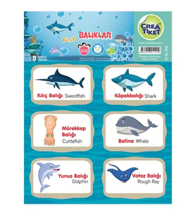 CREA ETİKET  - İNGİLİZCE TÜRKÇE DENİZ CANLILARI & BALIKLAR 1141