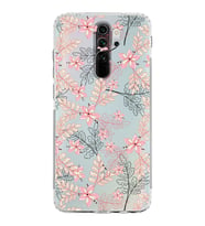 Xiaomi Redmi Note 8 Pro  Kamera Korumalı Kapak Floral Kırmızı Tasarımlı Şeffaf  Kılıf