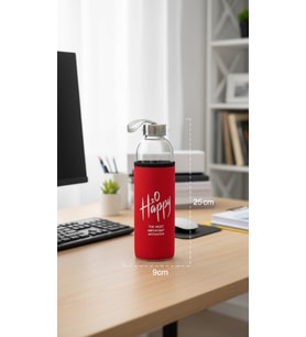 Premium Kılıflı Cam Matara 1000 ml – Kırmızı