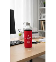 Premium Kılıflı Cam Matara 1000 ml – Kırmızı
