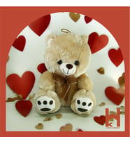 PELUŞ KURDELALI AYI 25 CM ( AÇIK KAHVE MADRİD )