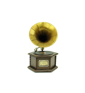 Dekoratif Metal Gramofon Kutu Obje Vintage Hediyelik