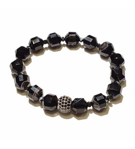 Clays Jewellery Zirkon Taşlı Akik Küre Hegzagonal Kesim Bileklik