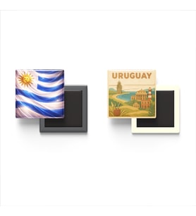Buzdolap Magnetleri - Uruguay Bayrağı ve Paper Cut Tema - 2'li Set Magneti