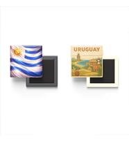 Buzdolap Magnetleri - Uruguay Bayrağı ve Paper Cut Tema - 2'li Set Magneti