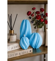 Spiral Rüya Mum 3'lü Set - Mumelia Candles Doğal Soya, El Yapımı, Dekoratif - Mavi