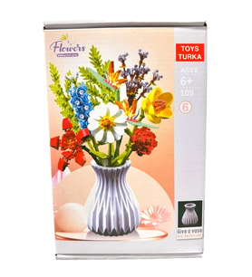 109 Parça Yapım Blok Çiçek Buketi Seti Vazolu Çiçek Lego Dekoratif Flower Building Blocks