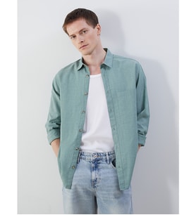 LCW Jeans Yeşil Rahat Kalıp Uzun Kollu Erkek Jean Gömlek