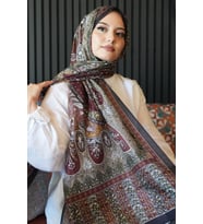 Karma Motif Desen Bordo Soft Pamuk Şal (Standart)