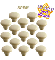 15 Adet Sert Plastik Mantar Düğme Kulp Krem Dolap Mobilya Mutfak Dolabı Çekmece Kapak Kulpu Kulbu