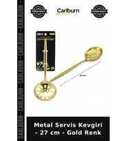 Özel Üretim Şık Mutfak Pratik Metal Servis Kevgiri - 27 cm - Gold Renk