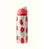 Owala 32 Oz (946 ml) Desenli FreeSip Kilitli Kapaklı Çift Katmanlı Çelik Termos (Kırmızı-Bej)