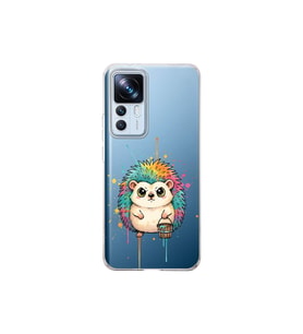 Xiaomi Mi 12T Pro ile Uyumlu Splash Kirpi Tasarımlı Şeffaf Silikon Kılıf