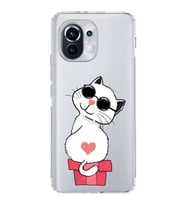 Xiaomi  Mi 11  Kamera Korumalı Kapak Coolcat Tasarımlı Şeffaf  Kılıf