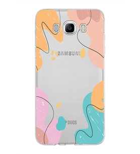 Samsung Galaxy J7 2016 Kapak Karışık Renkler Tasarımlı Şeffaf Silikon Kılıf