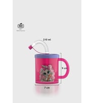Renga Ruby Tavşan Desenli 210 ml Pipetli Kulplu PP Bebek Bardağı 142026 Pembe-Mor