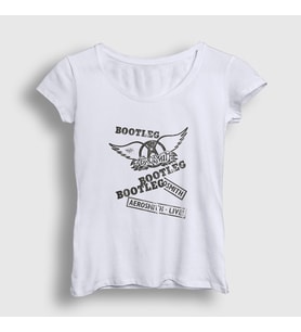 Presmono Kadın Beyaz Bootleg Aerosmith T-Shirt 376921tt (Beyaz)