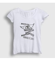 Presmono Kadın Beyaz Bootleg Aerosmith T-Shirt 376921tt (Beyaz)
