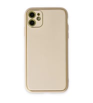 Apple İphone 12 Kılıf Coco Deri Silikon Kapak - Gold