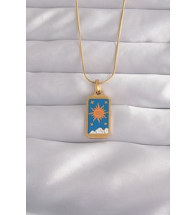316L Çelik Gold Renk Mi Mineli Güneş Model Tarot Kolye TJ-BKO9026