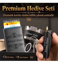 10 Farklı Tasarım Modeli Seçeneğiyle Hemen Kargo Sevgiliye Eşe Babaya Arkadaşa Hediye Seti - Mekanizmalı Otomatik Kartlık Cüzdan Clipper Çakmak Küllük ve Anahtarlık