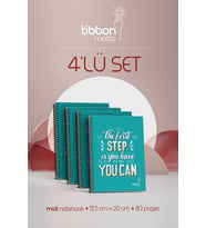 Tibbon Motto Midi Defter Spiralli 4'lü Set Step