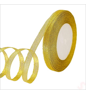 Parlak Simli Organze Kurdele, 1 cm x 23 mt - Altın
