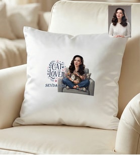 Kişiye Özel Karikatürlü Cat Lover Kedi Annesi Yastık Anneler Günü Hediyesi