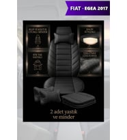 fiat egea 2017 Koltuk ve Kılıf uyumlu Minder Yastık Siyah Lüks 2 Minder 2 Yastık