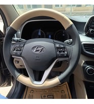 DİKİŞLİ DİREKSİYON KILIFI SİYAH DERİ BEJ DERİ SİYAH DİKİŞLİ HYUNDAİ TUCSON İÇİN