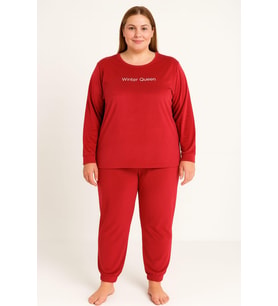 Kadın 13214-2656 Büyük Beden Kadife Pijama Takımı