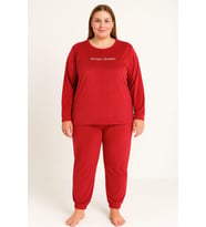 Kadın 13214-2656 Büyük Beden Kadife Pijama Takımı
