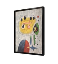 Kadın Kuş ve Yıldız Joan Miro Çerçeveli Mdf Tablo