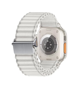 Apple Watch 44mm Kordon Kilit Dizayn Naylon Kumaş Hasır Kordon 123 (Beyaz)
