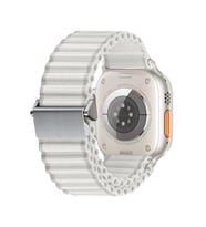 Apple Watch 44mm Kordon Kilit Dizayn Naylon Kumaş Hasır Kordon 123 (Beyaz)