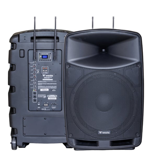 WAP-15505 400 WATT 15 2 YOLLU 2 EL TELSİZ MİKROFONLU BLUETOOTH
