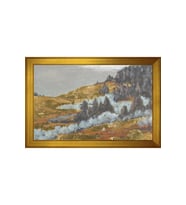 Soyut Şekiller Motifli Kanvas Tablo 80 x 110 cm Gold Çerçeve